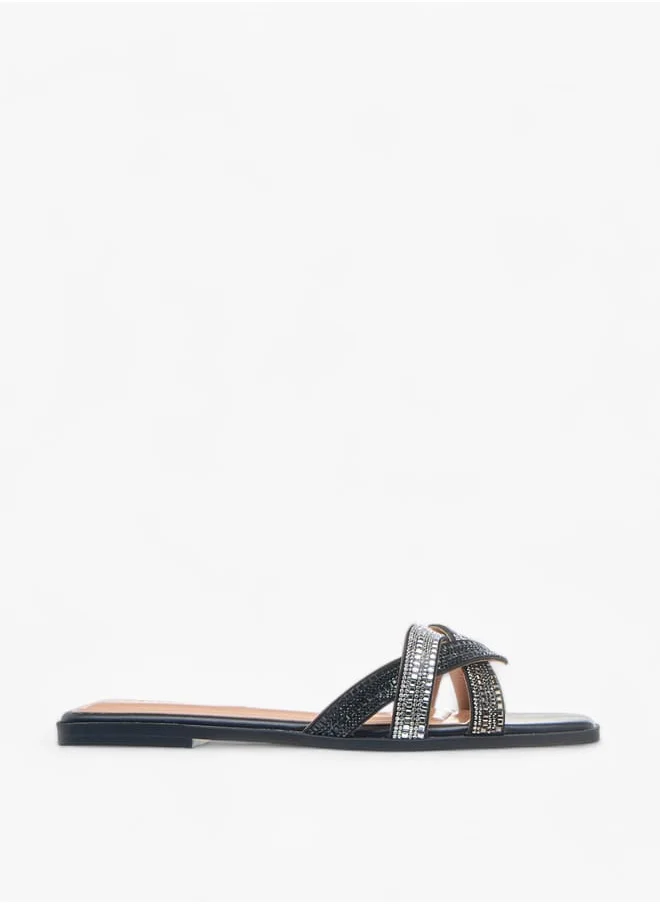 سيليست Womens Embellished Slip-On Sandals
