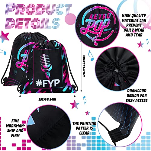 Funtery 32 Pcs Music Party Drawstring Bags Music Party Favors Birthday Treat Bags for Teens Social Media Theme Gifts School Travel Supplies, 11.81 x 9.84 Inch - Image 4