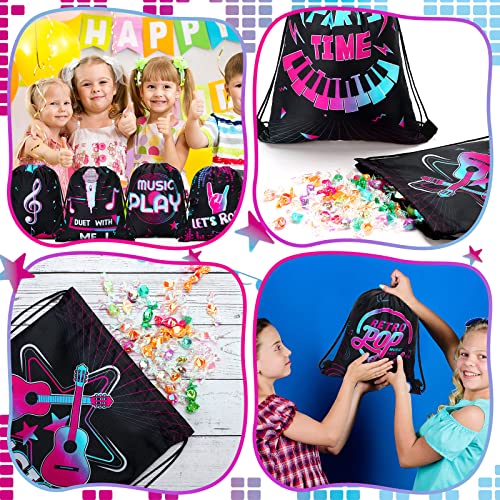 Funtery 32 Pcs Music Party Drawstring Bags Music Party Favors Birthday Treat Bags for Teens Social Media Theme Gifts School Travel Supplies, 11.81 x 9.84 Inch - Image 5