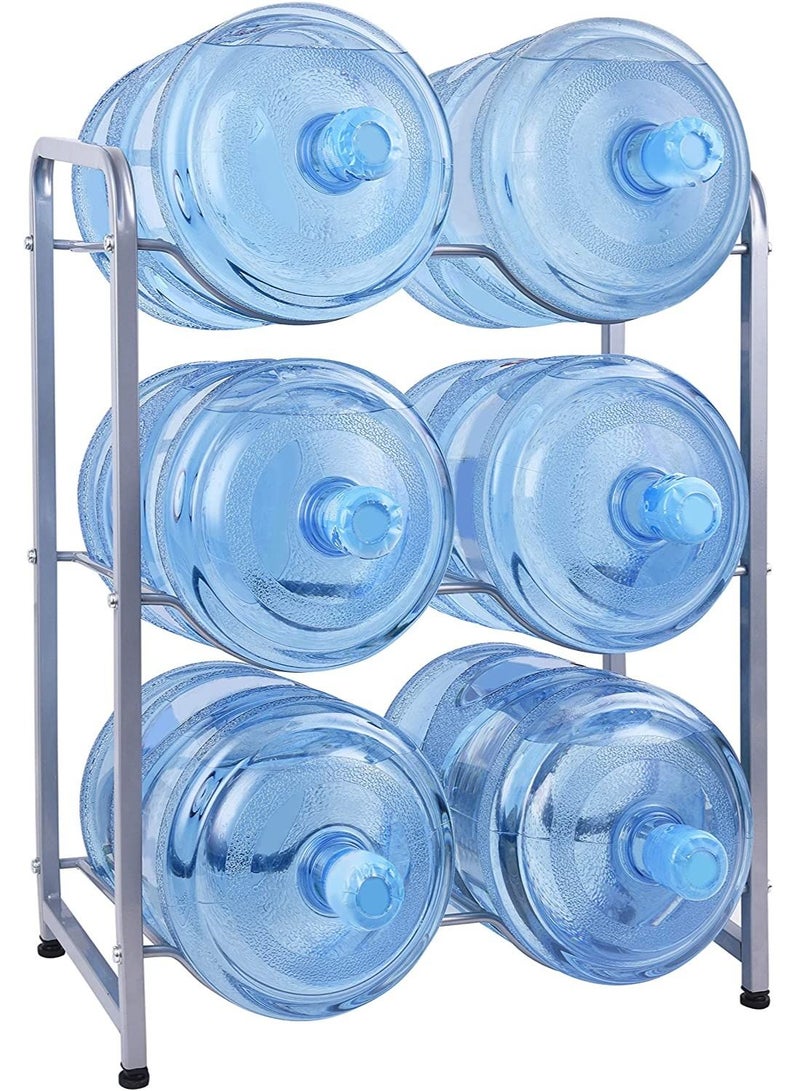 DubaiGallery 5 Gallon Water Cooler Jug Rack for 6 Bottles, 3-Tier Detachable Water Bottle Holder Heavy Duty Q235 Carbon Steel Water Jug Organizer with Floor Protection for Kitchen Office Home - Image 2