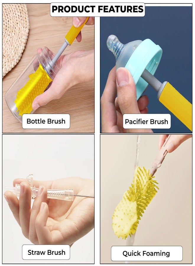 Dakos Baby Bottle Brush, Silicone Baby Bottle Brush Cleaner, Baby Bottle Cleaner Brush, Baby Milk Bottle Cleaning Brush, Nipple Cleaning Brush, Nipple Cleaning Brush,Bottle Brush Storage Box (MFP938) - Image 4