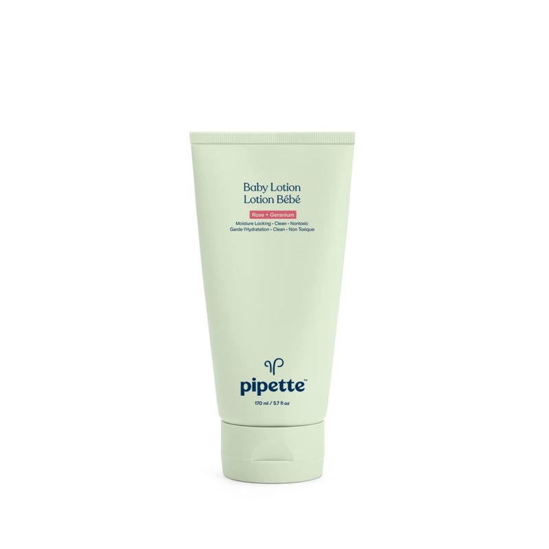 Pipette Baby Lotion - New & Improved Formula, Hydration & Natural Moisture of Baby's Delicate Skin, Renewable Plant-Derived Squalane, Rose + Geranium Aroma, 5.7 fl oz - Image 1