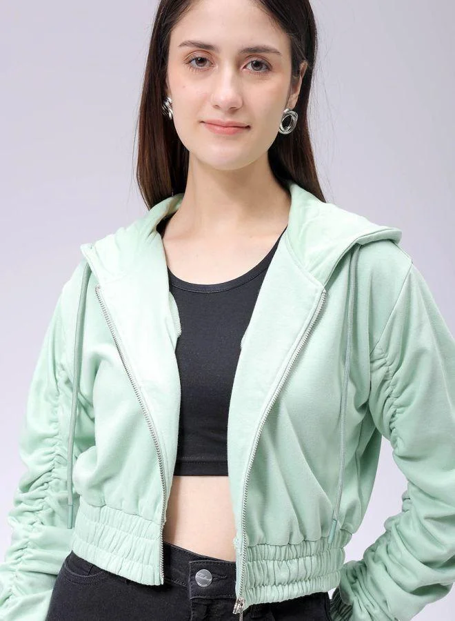 Freehand  Women Relaxed Fit Solid Front Open Sweatshirt for Women | Best Price UAE