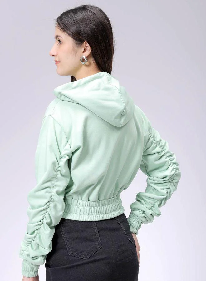 مرفوعة Women Relaxed Fit Solid Front Open Sweatshirt