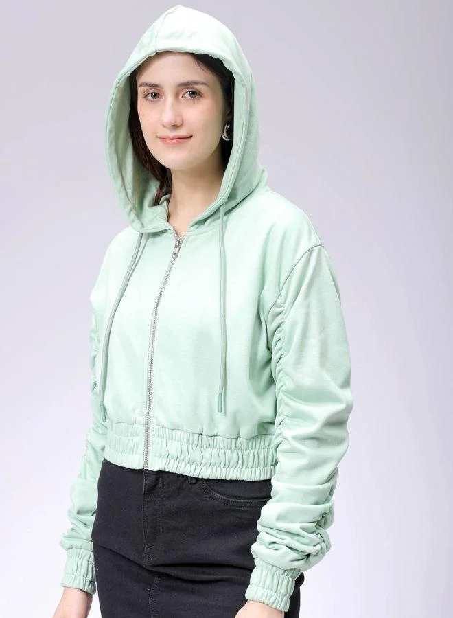 Freehand  Women Relaxed Fit Solid Front Open Sweatshirt for Women | Best Price UAE