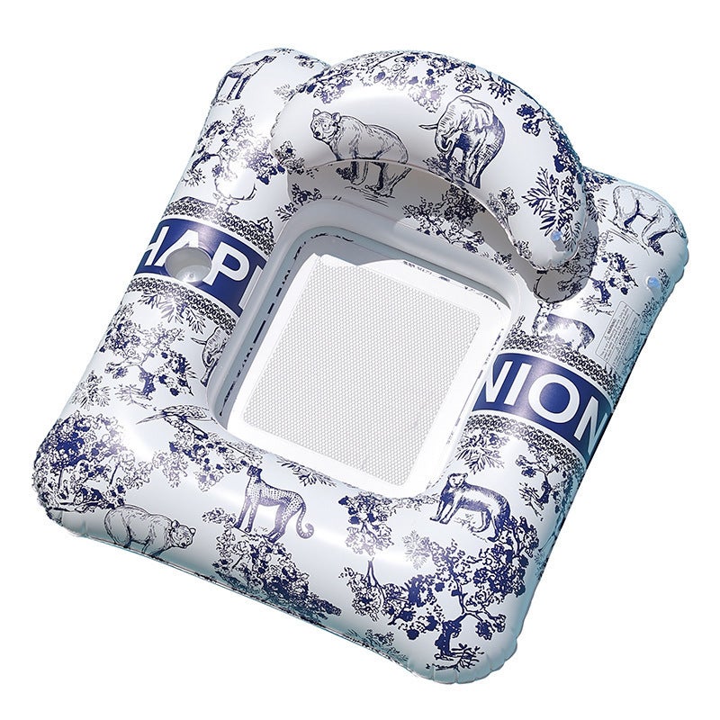 HC Wholesale Ink Blue and White Inflatable Floating Bed - Water Lounge Chair for Pool Parties - Image 5