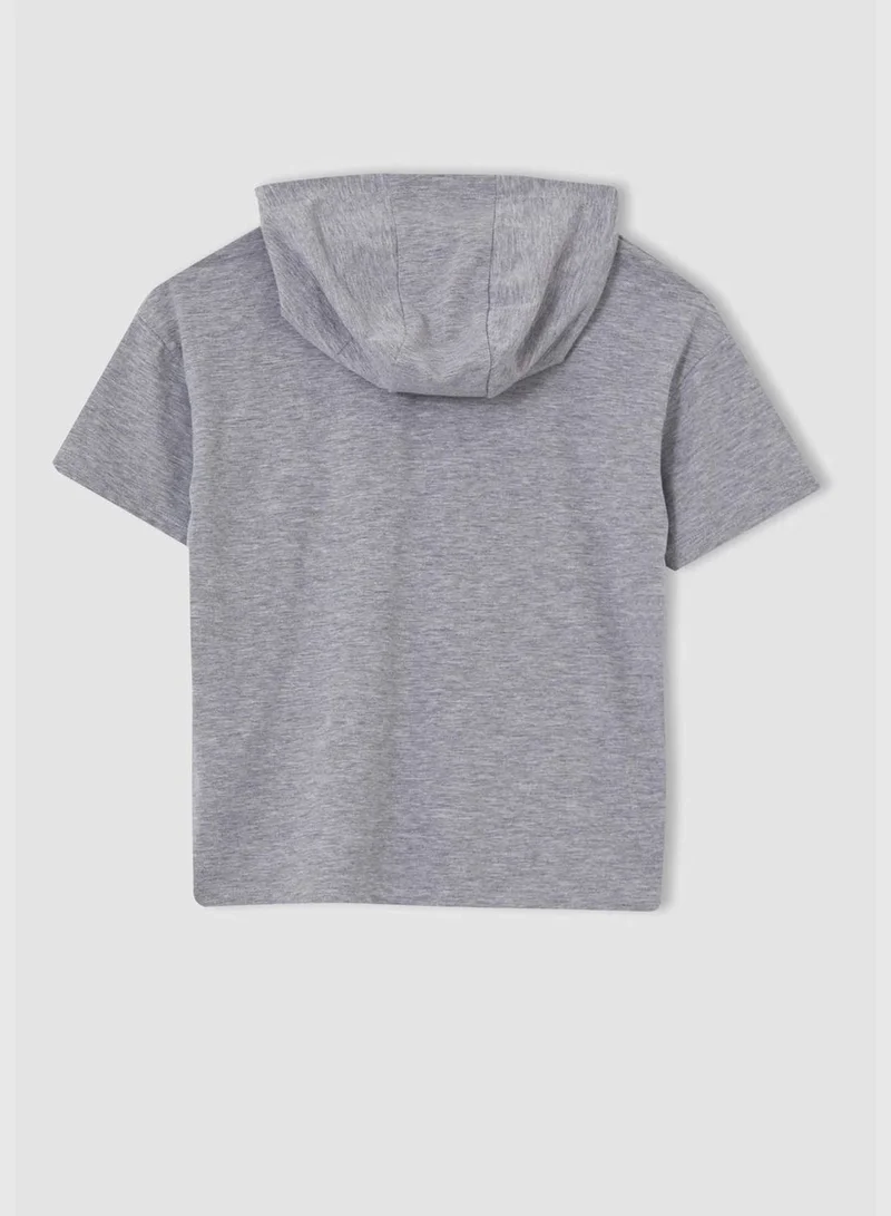 DeFacto Boy Knitted Relax Fit Hooded Short Sleeve T-Shirt