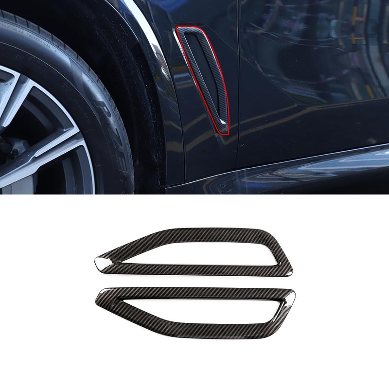 Hudiriy Front Side Fender Vent Decoration Trim Compatible with BMW X5 G05 20192022 Spoiler Body Decoration Cover Air Flow Intake Hole Grille Exterior Accessories Carbon Fiber Pattern