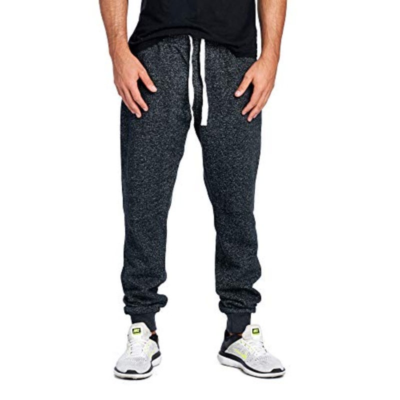 PROGO USA mens Sweatpants for casual wear, cotton blend fabric, black color, soft and comfortable - Image 1