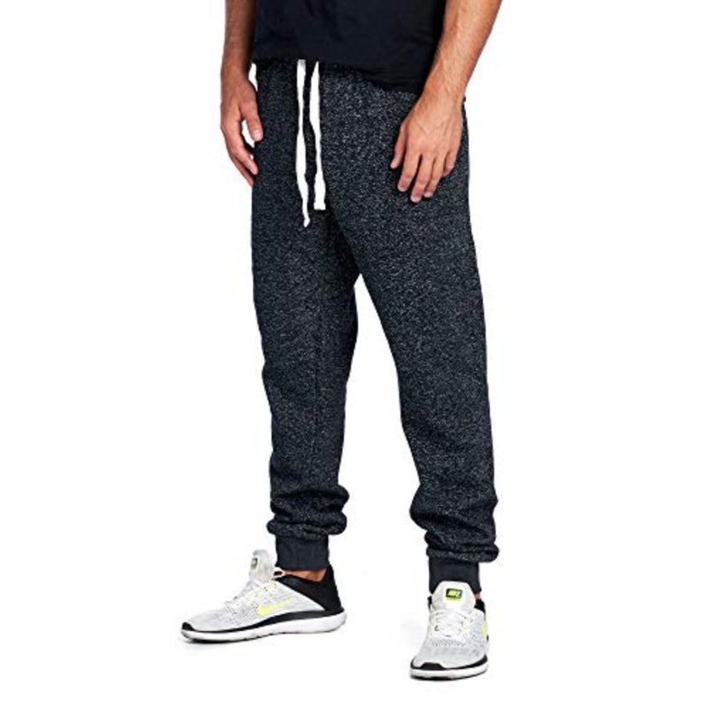 PROGO USA mens Sweatpants for casual wear, cotton blend fabric, black color, soft and comfortable - Image 2
