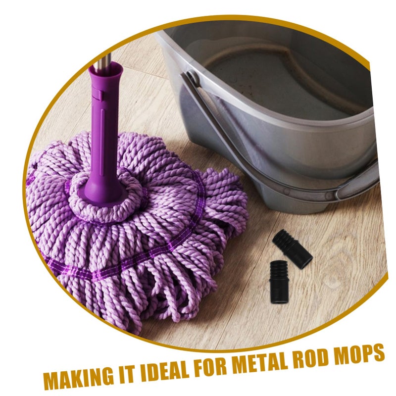 Threaded Handle Tips For Broom Mop Brush Extension Pole Adapter Easy Installation Black - Image 4