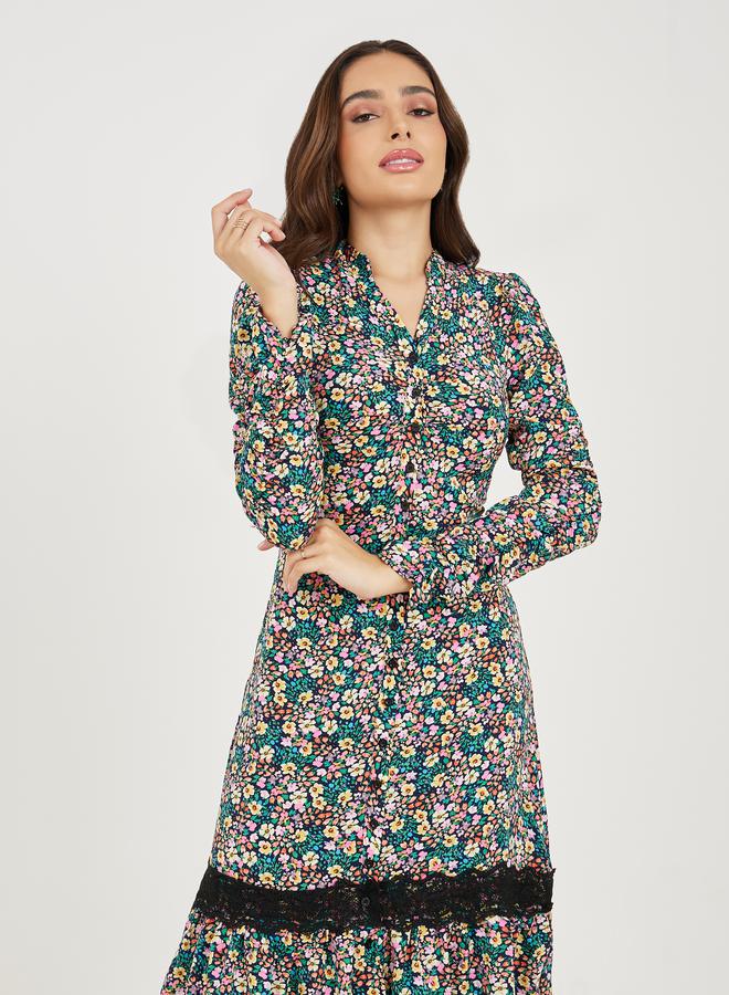 Styli Floral Lace Trim Dress  - Image 2