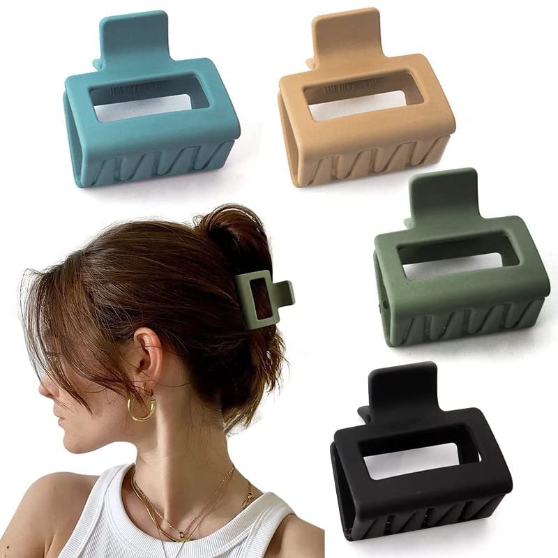 CHANDERKASH 4PCS Hair Claw Clips 2 Matte Hair Clutcher Clips for Thick Hair Square Claw Clips Hair Claw - Image 1