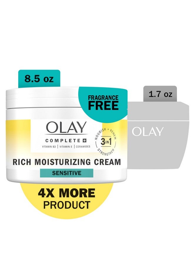 Olay Complete+ Rich Moisturizing Cream Fragrancefree 8.5 Oz 3In1 Hydrating Face Cream For Dry Skin With Vitamin B3 Vitamin E And Ceramides - Image 2