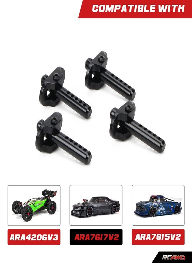 RCAWD Aluminum Alloy Body Post Set for 1-10 Arrma 3s Blx&Mega550 Granite 1-7 1-8 Blx Cars(Black) - Image 3