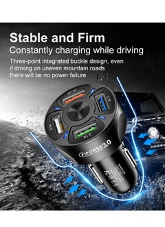 Gzar Gzar 4 Port QC 3.0 Fast Charging USB A Car Charger Adaptor with LED Light For Android Phones iPhone 13 Mini 11 Pro Samsung Galaxy S21 Black  - Image 2