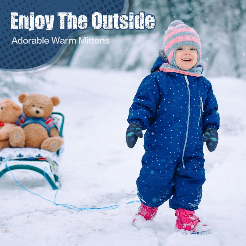 Fynnsure Toddler Mittens Baby Waterproof Snow Gloves Kids Ski Snow Gloves Cold Weather Mittens for Boys Girls Blue Dinosaur 4-6 Years - Image 5
