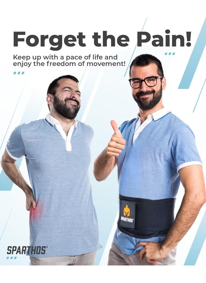 Sparthos - Back Brace For Lower Back Pain - Immediate Relief From Sciatica, Herniated Disc, Scoliosis - Breathable Design With Lumbar Support Pad - For Home & Lifting At Work - For Men & Women - Image 1