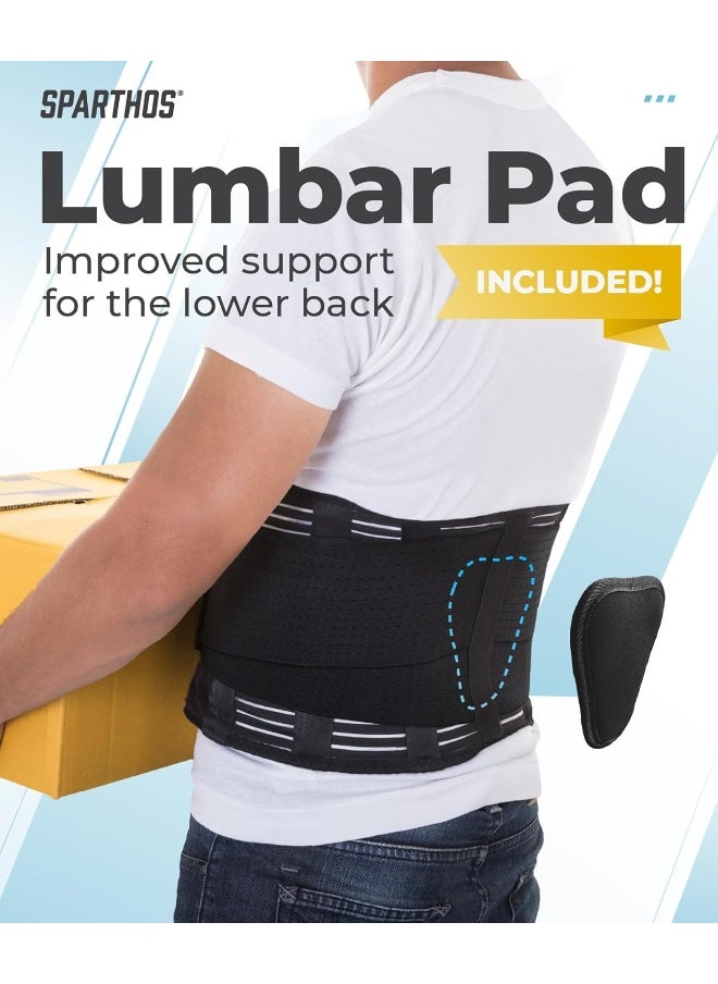 Sparthos - Back Brace For Lower Back Pain - Immediate Relief From Sciatica, Herniated Disc, Scoliosis - Breathable Design With Lumbar Support Pad - For Home & Lifting At Work - For Men & Women - Image 1