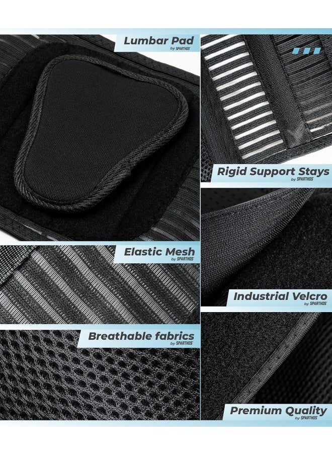 Sparthos - Back Brace For Lower Back Pain - Immediate Relief From Sciatica, Herniated Disc, Scoliosis - Breathable Design With Lumbar Support Pad - For Home & Lifting At Work - For Men & Women - Image 1