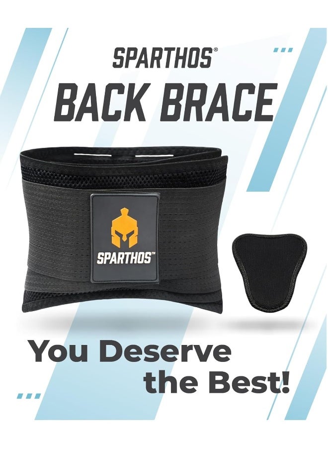 Sparthos - Back Brace For Lower Back Pain - Immediate Relief From Sciatica, Herniated Disc, Scoliosis - Breathable Design With Lumbar Support Pad - For Home & Lifting At Work - For Men & Women - Image 1