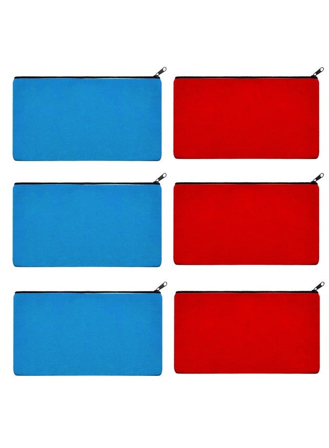 Lify DIY Craft Blank Bag Canvas Makeup Pencil Pouch with Zipper- Multipurpose Pen Pencil Case Cotton Canvas Cosmetic Bag Travel Cosmetic Bag -6 Piece Pack - Image 1