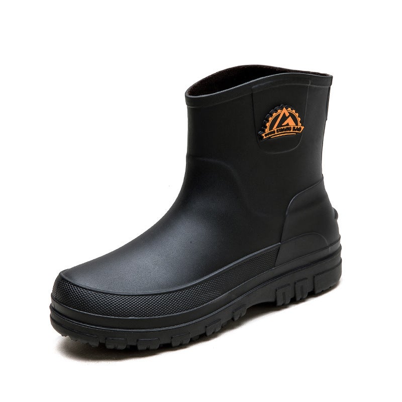 Cross-border waterproof shoes men's rain shoes fashion thick warm rubber shoes work non-slip fishing kitchen rain boots wholesale - Image 1