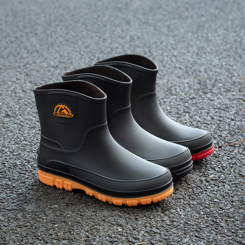 Cross-border waterproof shoes men's rain shoes fashion thick warm rubber shoes work non-slip fishing kitchen rain boots wholesale - Image 2