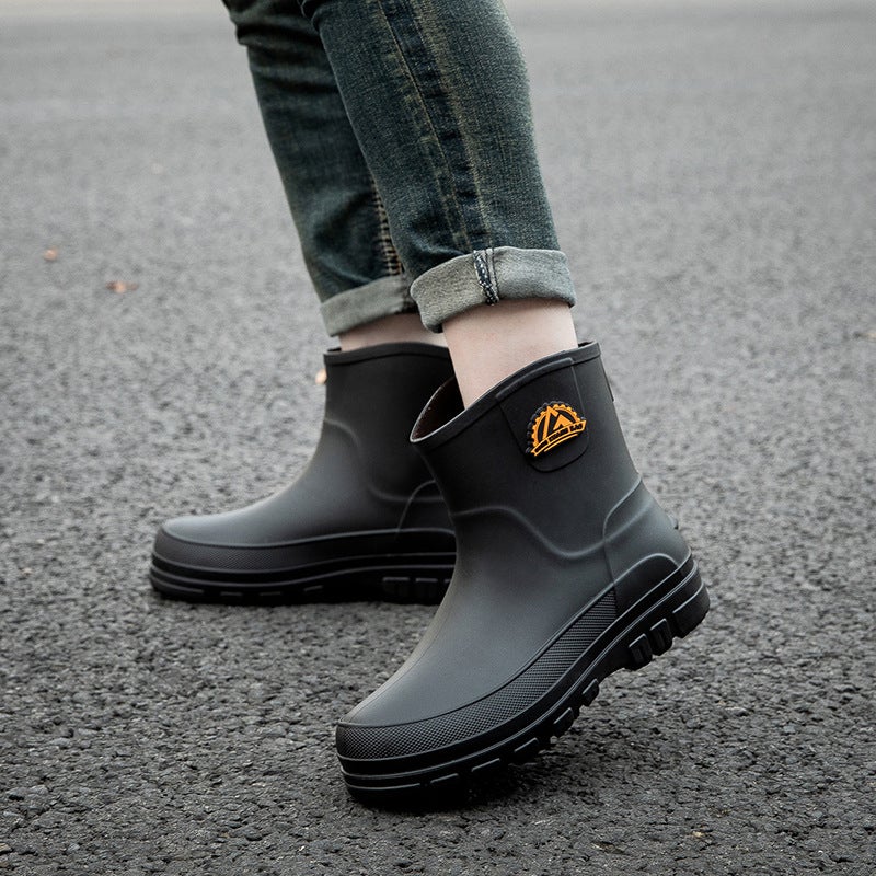 Cross-border waterproof shoes men's rain shoes fashion thick warm rubber shoes work non-slip fishing kitchen rain boots wholesale - Image 5
