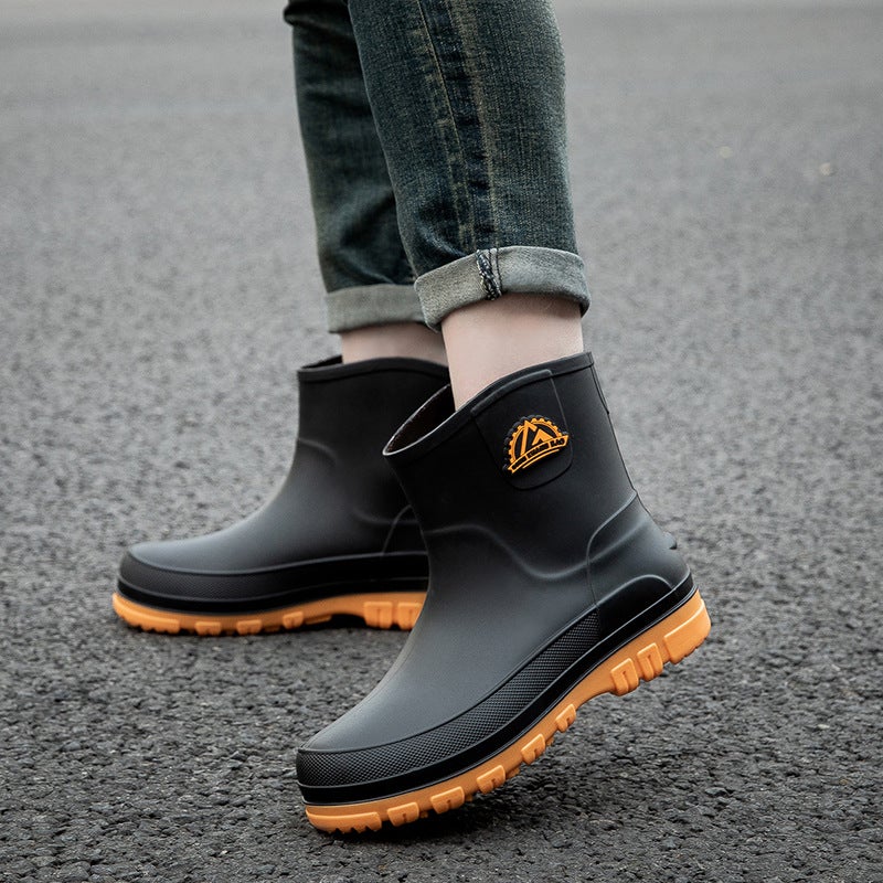 Cross-border waterproof shoes men's rain shoes fashion thick warm rubber shoes work non-slip fishing kitchen rain boots wholesale - Image 4