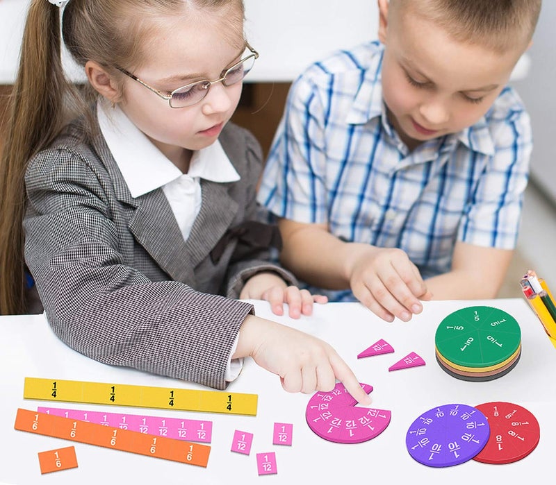 Meetory Magnetic Fraction Tiles & Fraction Circles - Math Manipulatives for Preschool Elementary School Educational Resources Classroom Educational Kit (134 Pack) - Image 4