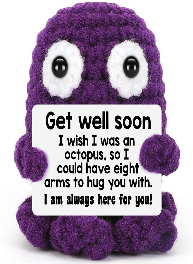 BdayPtion Get Well Soon Gifts for Women Handmade Positive Crochet Animals Octopus Gifts Encouragement Cheer Up Gift After Surgery Feel Better Gift Thoughtful Positive Octopus Present for Healing - Image 1