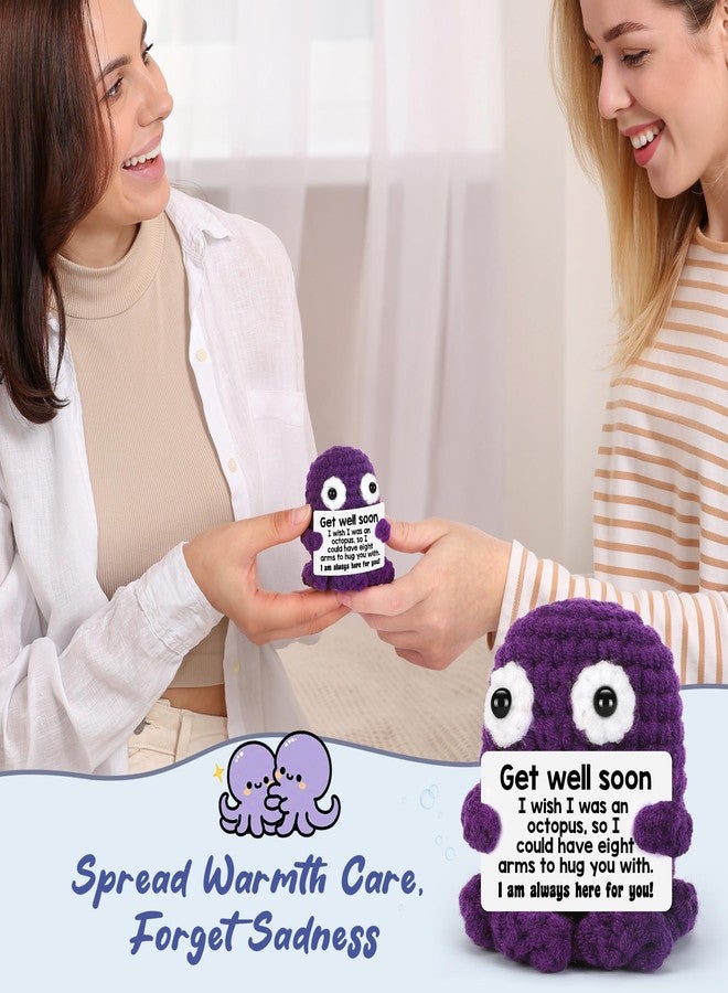 BdayPtion Get Well Soon Gifts for Women Handmade Positive Crochet Animals Octopus Gifts Encouragement Cheer Up Gift After Surgery Feel Better Gift Thoughtful Positive Octopus Present for Healing - Image 4