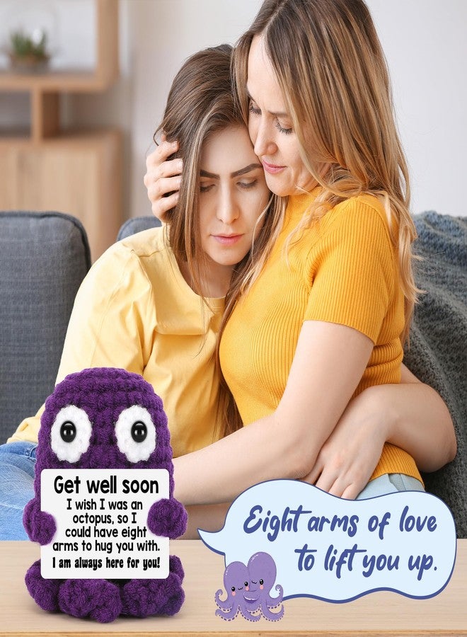 BdayPtion Get Well Soon Gifts for Women Handmade Positive Crochet Animals Octopus Gifts Encouragement Cheer Up Gift After Surgery Feel Better Gift Thoughtful Positive Octopus Present for Healing - Image 5