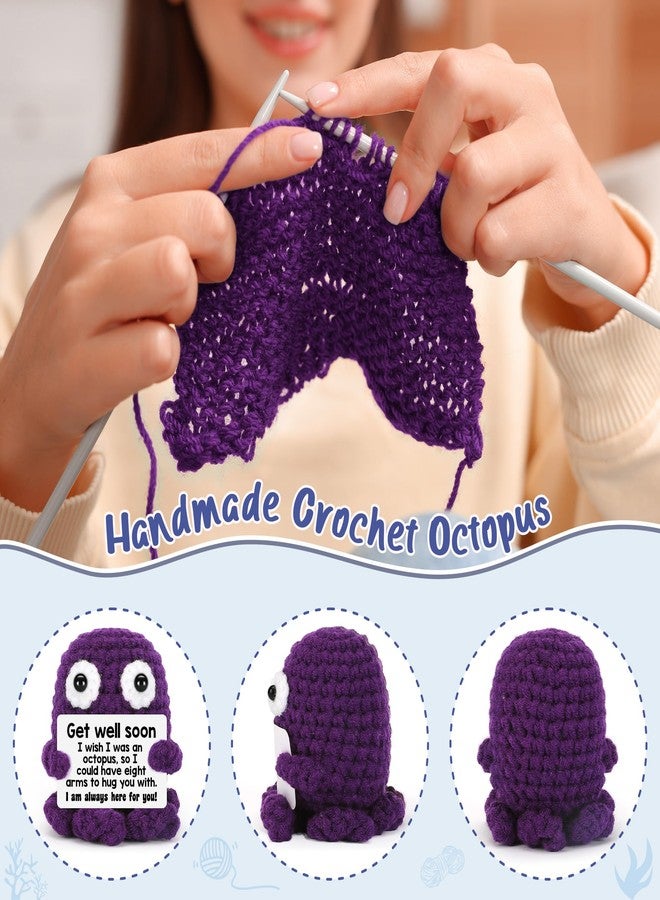 BdayPtion Get Well Soon Gifts for Women Handmade Positive Crochet Animals Octopus Gifts Encouragement Cheer Up Gift After Surgery Feel Better Gift Thoughtful Positive Octopus Present for Healing - Image 3