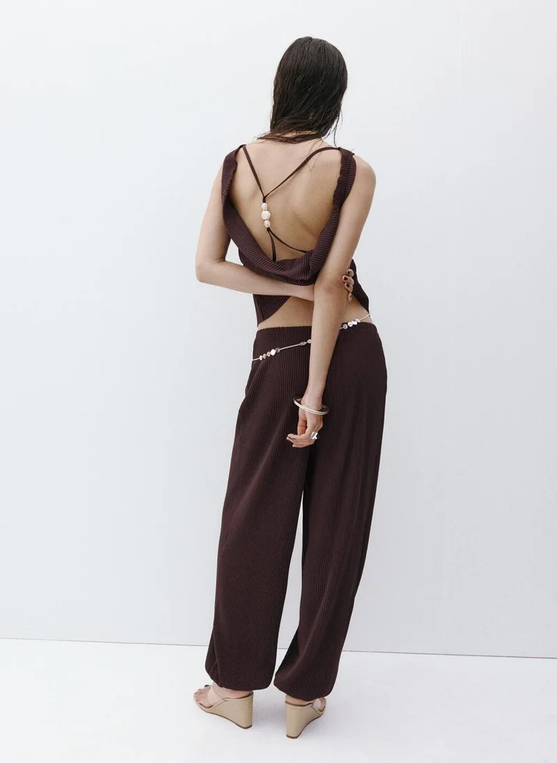 Mango Textured Baggy Pants
