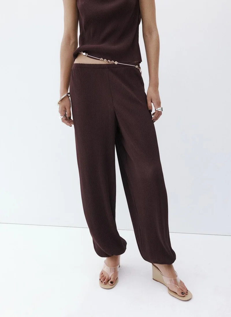 Mango Textured Baggy Pants
