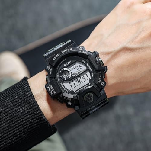 SWADESI STUFF Rubber Multi Color Army Kid Digital Watch For Boys (White), Black Dial, Multi-Color Band - Image 4