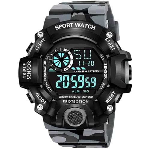 SWADESI STUFF Rubber Multi Color Army Kid Digital Watch For Boys (White), Black Dial, Multi-Color Band - Image 1