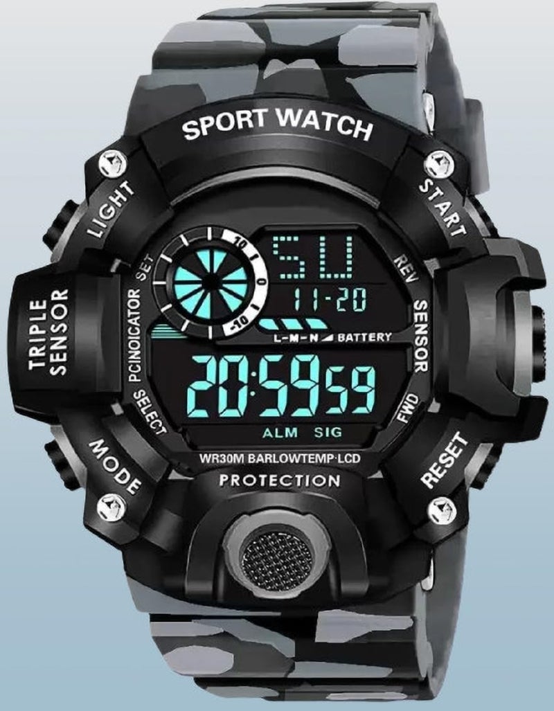 SWADESI STUFF Rubber Multi Color Army Kid Digital Watch For Boys (White), Black Dial, Multi-Color Band - Image 5