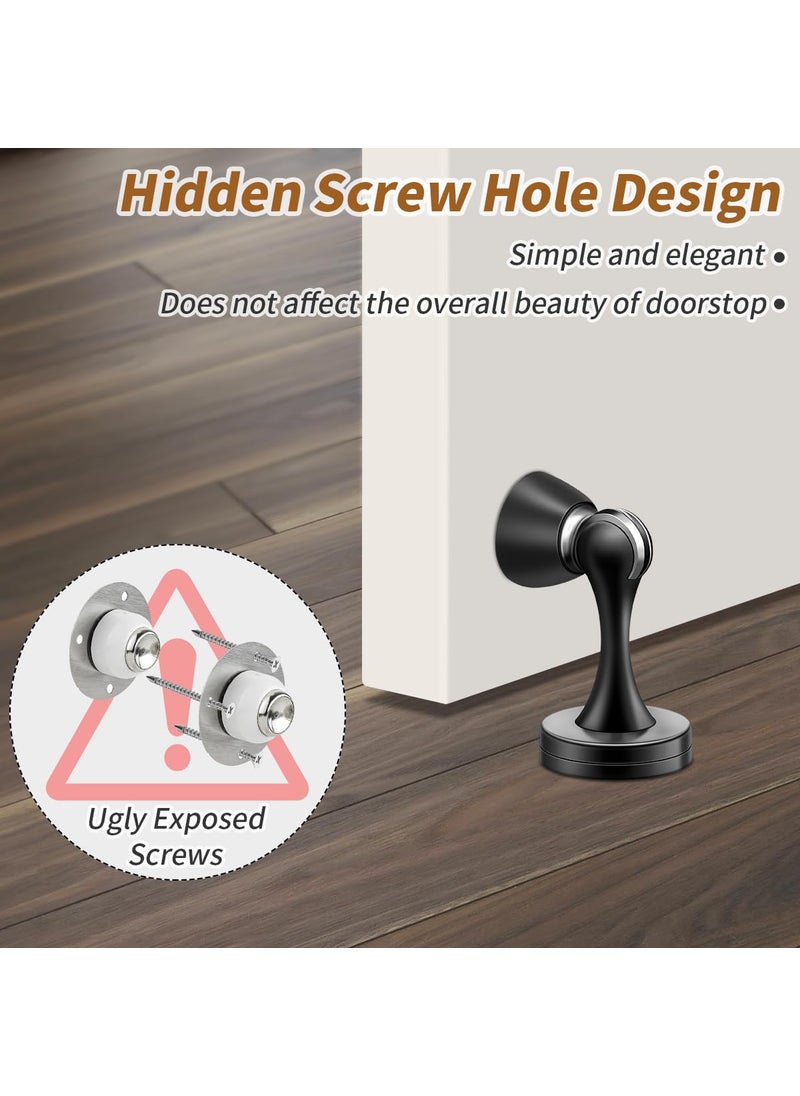 KOLAKO KOLAKO Door Stopper, Magnetic Door Stops, Brushed Satin Nickel, 2 Pack Wall Floor Mounted Black Magnetic Door Catch Door Holder, Stainless Steel Soft-Catch Doorstop  - Image 5