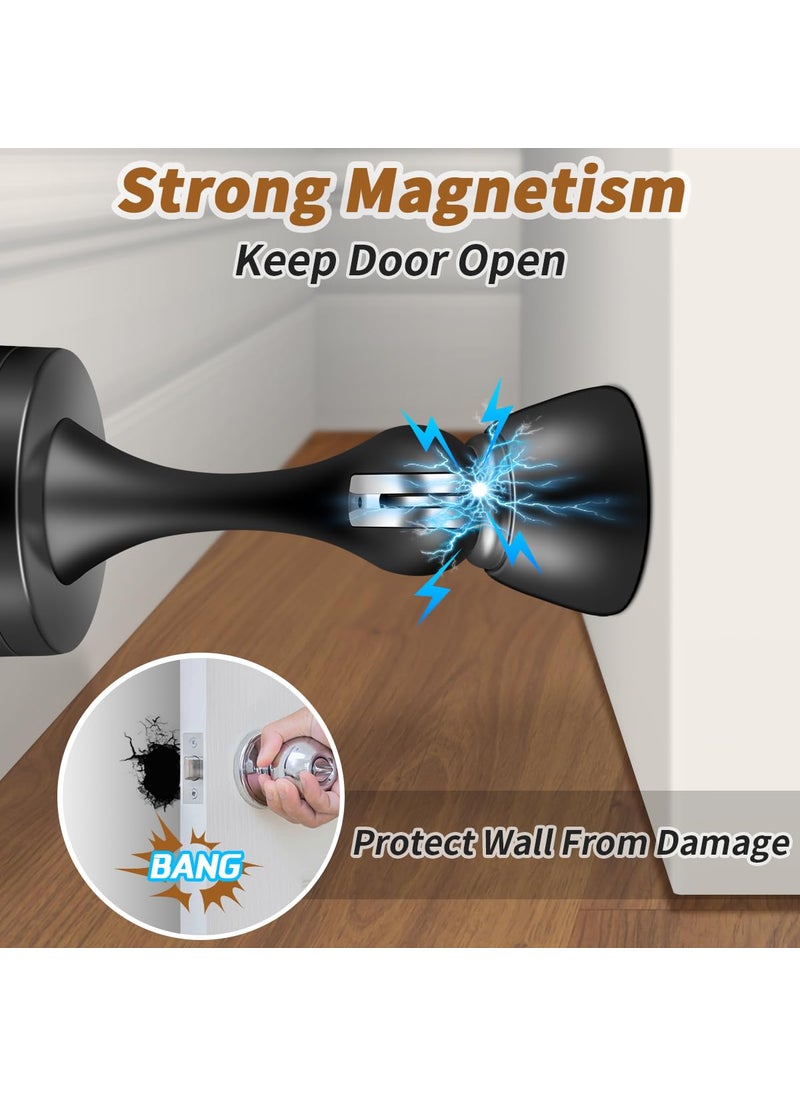 KOLAKO KOLAKO Door Stopper, Magnetic Door Stops, Brushed Satin Nickel, 2 Pack Wall Floor Mounted Black Magnetic Door Catch Door Holder, Stainless Steel Soft-Catch Doorstop  - Image 2