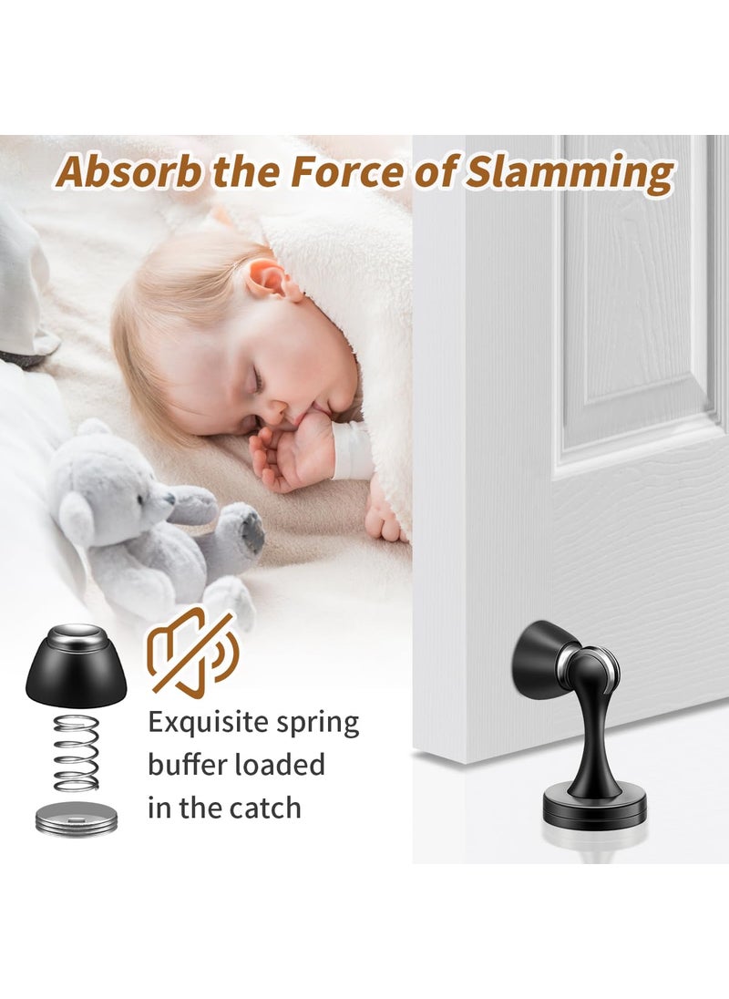 KOLAKO KOLAKO Door Stopper, Magnetic Door Stops, Brushed Satin Nickel, 2 Pack Wall Floor Mounted Black Magnetic Door Catch Door Holder, Stainless Steel Soft-Catch Doorstop  - Image 4