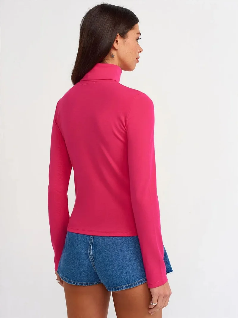 ديلفين Dilvin Women's Slim Fit Turtleneck Jersey Blouse
