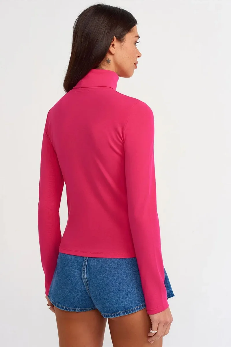 ديلفين DILVIN Women's Slim Fit Turtleneck Jersey Blouse