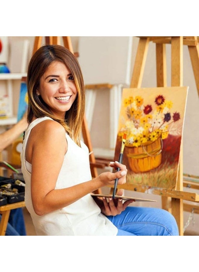 مجموعة فرش رسم مكونة من 10 قطع للألوان الأكريليك والمائية والزيتية – فرش فنية بشعيرات نايلون ورؤوس مدببة – مستلزمات فنية للرسم على القماش والورق والمشاريع الحرفية وأنشطة الرسم للأطفال (باللون الأسود) - Image 2