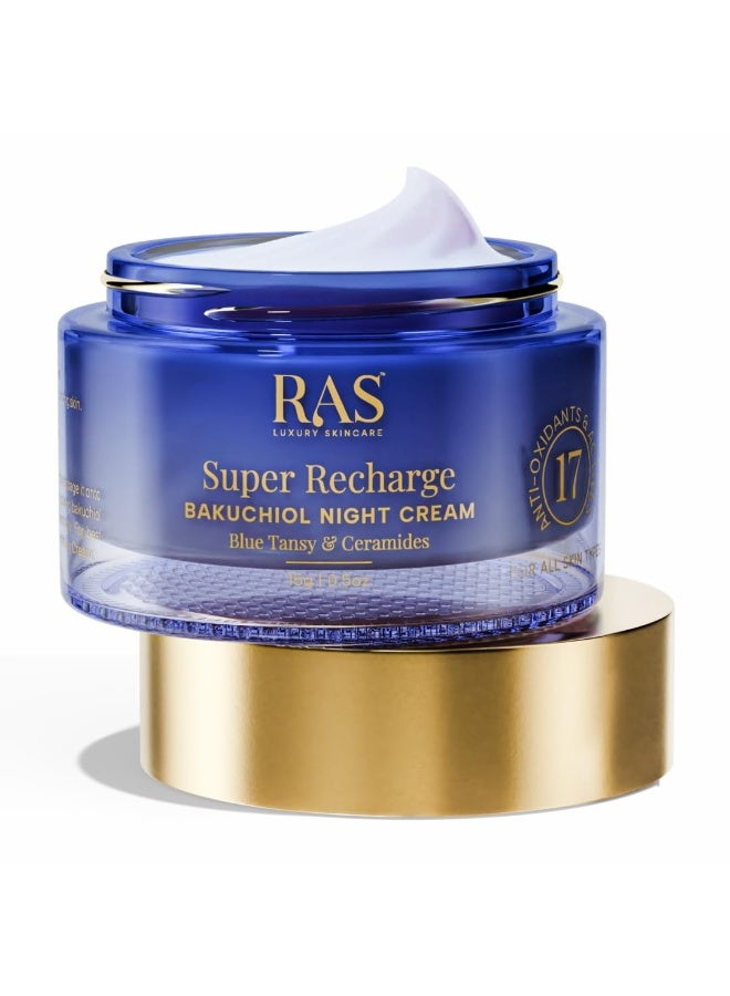 RAS Luxury Oils Super Recharge Night Cream with Bakuchiol (Natural Retinol) & Peptides| Anti-aging Formula | Hydrates & Strenghten Skin Barrier | Reduces Fine Lines & Wrinkles - Image 1