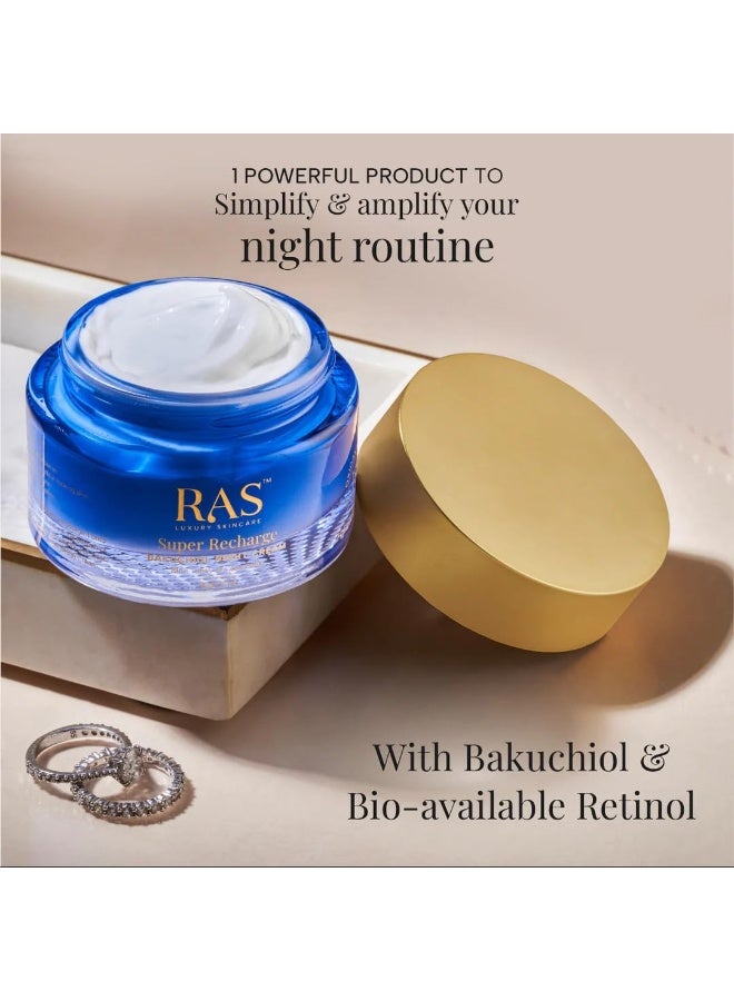 RAS Luxury Oils Super Recharge Night Cream with Bakuchiol (Natural Retinol) & Peptides| Anti-aging Formula | Hydrates & Strenghten Skin Barrier | Reduces Fine Lines & Wrinkles - Image 2