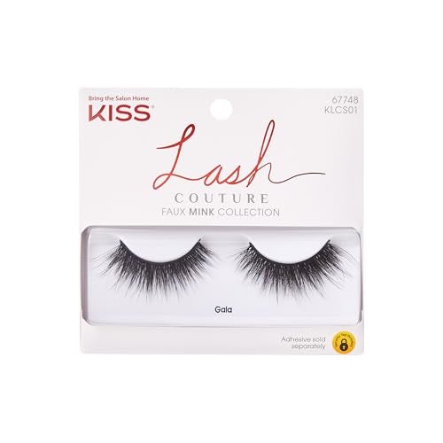 KISS Lash Couture Faux Mink Collection False Eyelashes, ‘Gala’, 12mm, Easy to Apply, Reusable, Vegan & Cruelty free, No Damage To Natural Lashes, 1 Pair Strip Lashes - Image 1