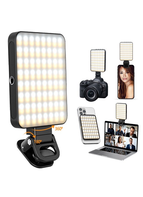 Magnetic fill light 128 LED with magnetic ring  Phone clip  Camera cold boot 2000Mah Lumen 240lm Selfie Light 3 Colors Adjustable, 3000 to 6500K Color Temperature